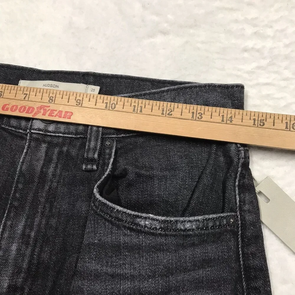 NWT HUDSON Jodie Flare Jean Women 25 (28x30) Faded Noir Black Wash Distressed - Picture 7 of 16